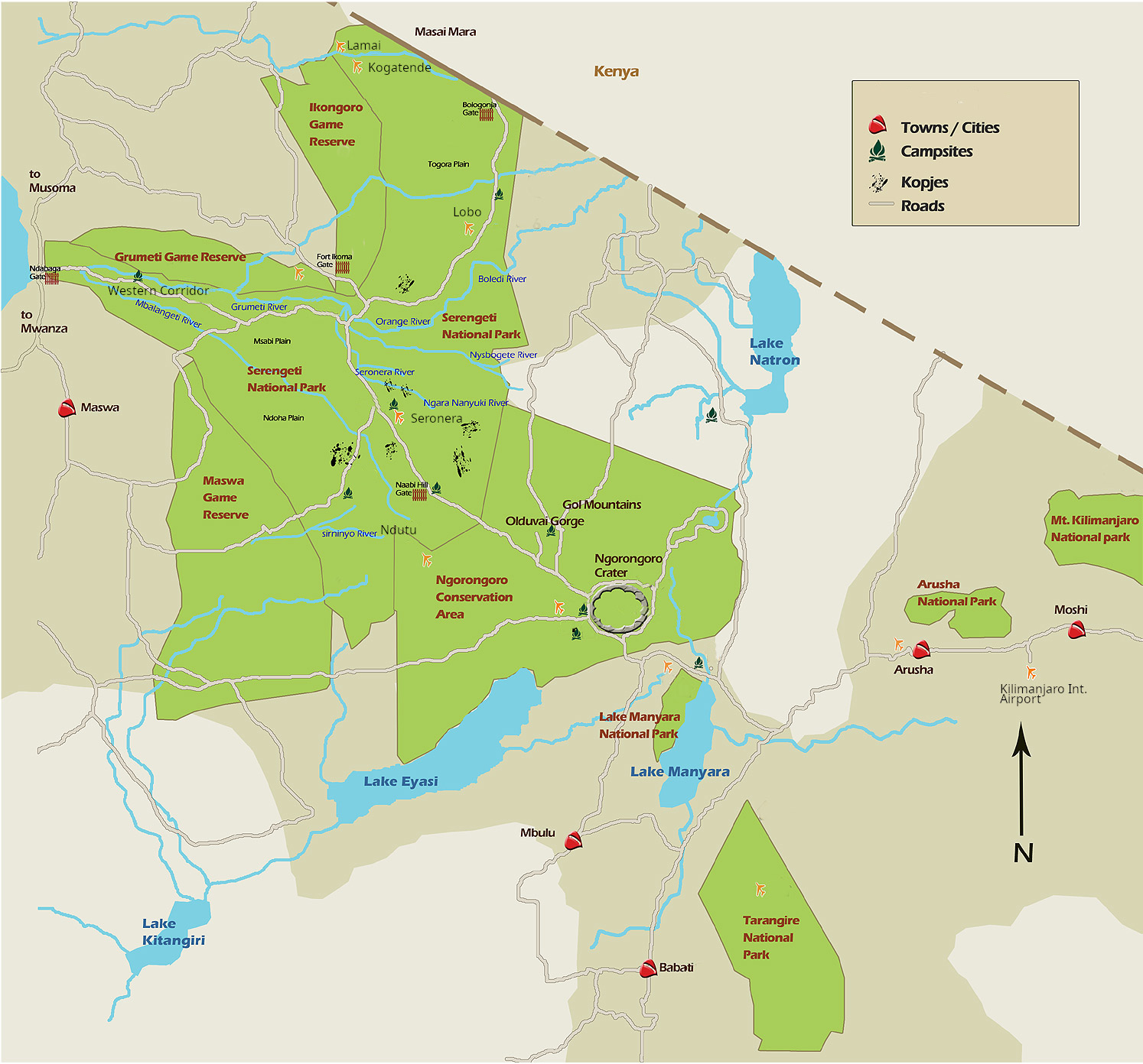 Ark Adventures Northern Tanzania Safari Map