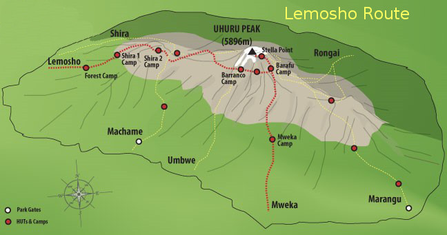 Ark Adventures Lemosho Route Map