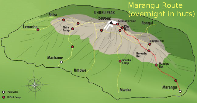 Ark Adventures - Marangu Route Map