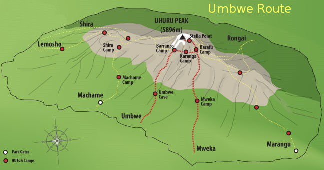 Ark Adventures - Umbwe Route Map